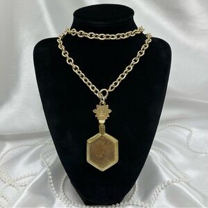 Vintage Brass Perfume Bottle Pendant On Chain Necklace